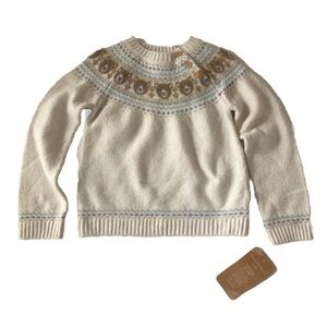 Tommy Bahama Cream Teddy Bear Fair Isle Yoke Crew Sweater 5T NEW